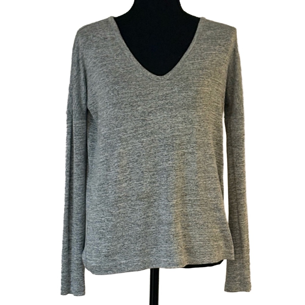 Rag & Bone Gray V-Neck Long Sleeve Knit Top XS